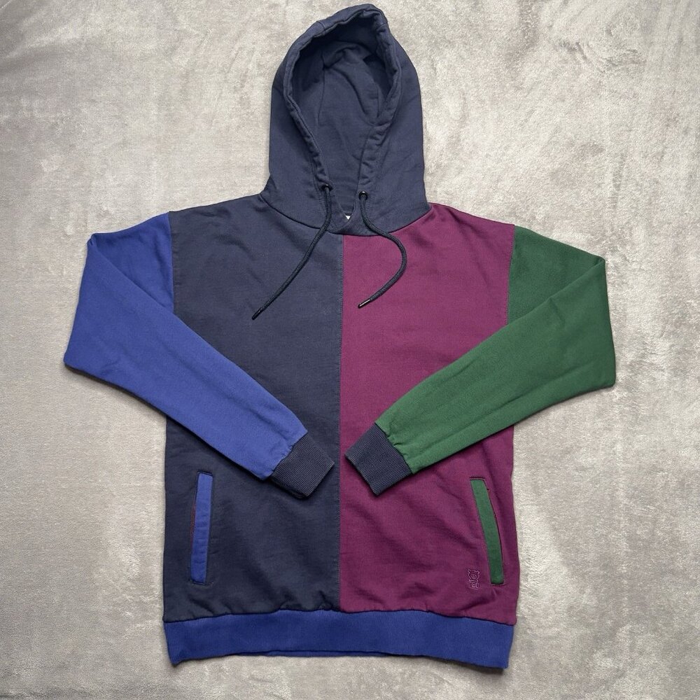 TEDDY FRESH Heavyweight Hoodie Unisex M Burgundy Green Blue Colorblock Fleece OG